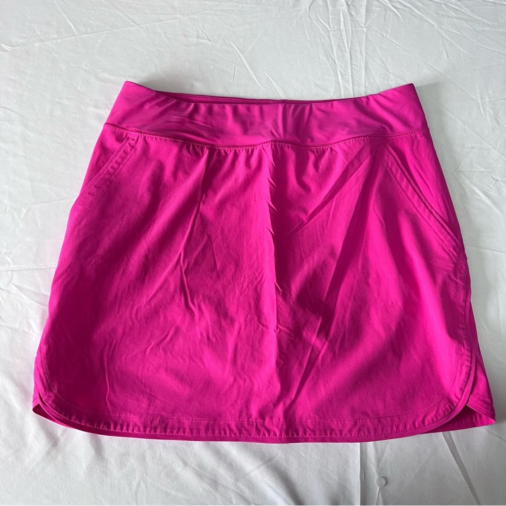 Lands End Swim Skirt Modest Womens Size 12 Hot Pink, Pockets, Built In Bikini